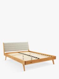 John Lewis X-Ray Upholstered Oak Wood Bed Frame, King Size, Mandarin