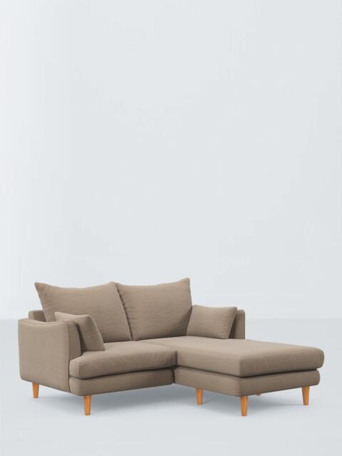 John Lewis Fika Compact 3 Seater RHF Chaise End Sofa, Light Leg, Chunky Chenille Natural - image 1