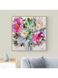 John Lewis Anna Cher 'Blossoms Whispers' Framed Canvas Print, 86 x 86cm, Pink/Green - thumbnail 2