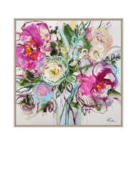 John Lewis Anna Cher 'Blossoms Whispers' Framed Canvas Print, 86 x 86cm, Pink/Green