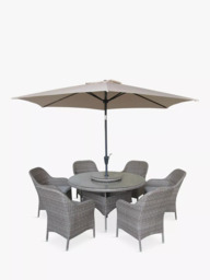 LG Outdoor Monte Carlo 6-Seater Round Garden Dining Table & Chairs Set - thumbnail 1