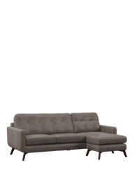 John Lewis Barbican RHF Chaise Leather Sofa, Dark Leg - thumbnail 1