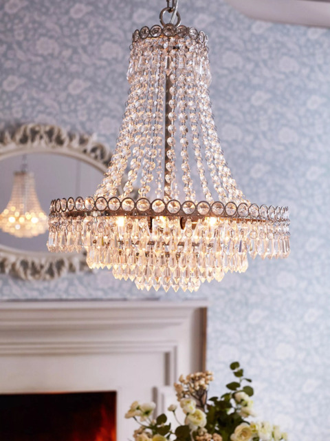 Laura Ashley Enid Crystal Glass Chandelier Ceiling Light, Clear - image 1