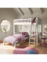 Stompa Arven High Sleeper with Single Bed, White - thumbnail 3