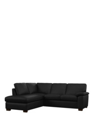 John Lewis Camden LHF Leather Corner Sofa, Dark Leg - thumbnail 1