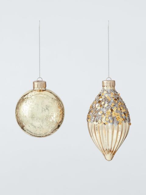 John Lewis Glitter Mercury Glass Baubles, Box of 9, Gold - image 1