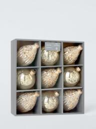 John Lewis Glitter Mercury Glass Baubles, Box of 9, Gold - thumbnail 3