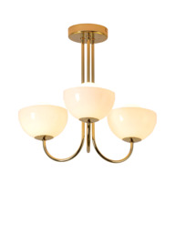 houseof Glass Bowl 3-Arm Ceiling Light - thumbnail 1