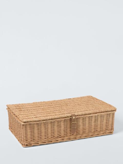 John Lewis Underbed Willow Storage Basket with Leather Strap, Natural - image 1