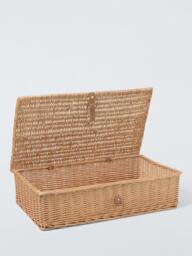 John Lewis Underbed Willow Storage Basket with Leather Strap, Natural - thumbnail 4