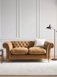 John Lewis Cromwell Chesterfield Large 3 Seater Leather Sofa, Light Leg, Demetra Light Tan - thumbnail 2