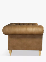 John Lewis Cromwell Chesterfield Large 3 Seater Leather Sofa, Light Leg, Demetra Light Tan - thumbnail 4
