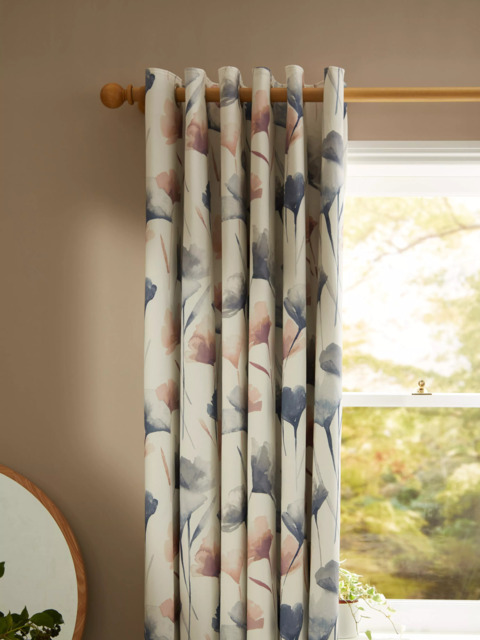 John Lewis Ginkgo Print Pair Blackout/Thermal Lined Eyelet Curtains, Multi - image 1