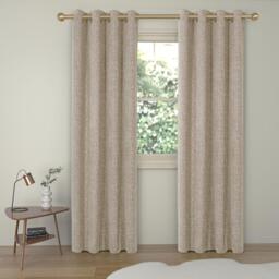 John Lewis Distressed Velvet Pair Lined Eyelet Curtains, Champagne - thumbnail 4