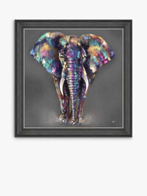 John Lewis Louise Luton 'Hugo' Elephant Framed Print, 83 x 83cm, Grey/Multi - image 1