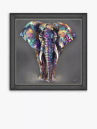 John Lewis Louise Luton 'Hugo' Elephant Framed Print, 83 x 83cm, Grey/Multi - thumbnail 1