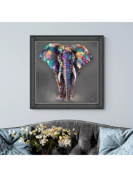 John Lewis Louise Luton 'Hugo' Elephant Framed Print, 83 x 83cm, Grey/Multi - thumbnail 2