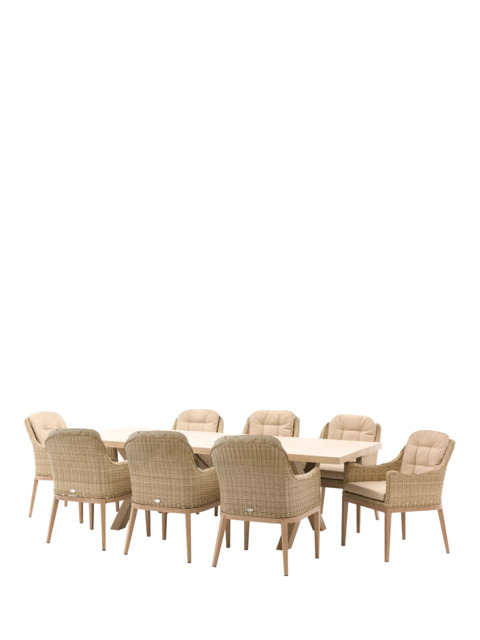 Bramblecrest Monterey Woven 8-Seater Garden Dining Table & Chairs Set, Sandstone - image 1