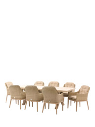 Bramblecrest Monterey Woven 8-Seater Garden Dining Table & Chairs Set, Sandstone