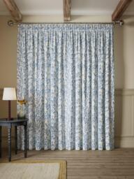 John Lewis Tansy Pair Blackout Lined Pencil Pleat Curtains, Blue/Yellow - thumbnail 5
