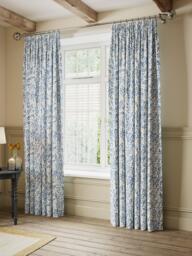 John Lewis Tansy Pair Blackout Lined Pencil Pleat Curtains, Blue/Yellow - thumbnail 3