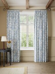 John Lewis Tansy Pair Blackout Lined Pencil Pleat Curtains, Blue/Yellow - thumbnail 4