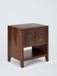 John Lewis Padmina 1 Drawer Bedside Table, FSC-Certified (Acacia Wood), Café