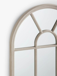 John Lewis Arched Wood Frame Window Wall Mirror, 140 x 70cm, Taupe - thumbnail 2