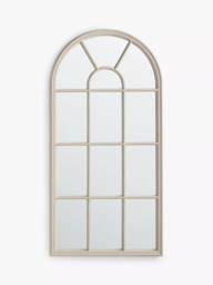 John Lewis Arched Wood Frame Window Wall Mirror, 140 x 70cm, Taupe