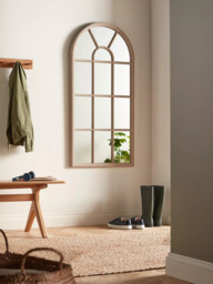 John Lewis Arched Wood Frame Window Wall Mirror, 140 x 70cm, Taupe - thumbnail 4