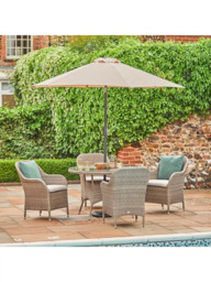 LG Outdoor Monte Carlo 4-Seater Round Garden Dining Table & Chairs Set with Parasol - thumbnail 2