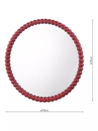 Där Ruan Bobbin Round Wood Frame Wall Mirror, 70cm - thumbnail 3