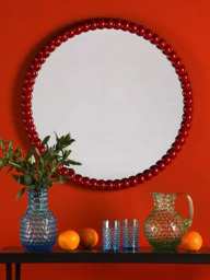 Där Ruan Bobbin Round Wood Frame Wall Mirror, 70cm - thumbnail 4