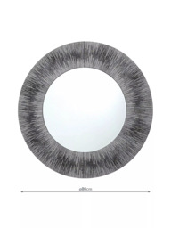 Där Neome Round Wall Mirror, 80cm, Grey/Silver - thumbnail 5