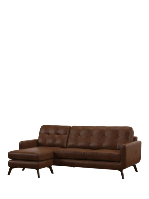 John Lewis Barbican LHF Chaise Leather Sofa, Dark Leg - image 1