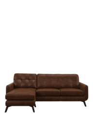 John Lewis Barbican LHF Chaise Leather Sofa, Dark Leg - thumbnail 5