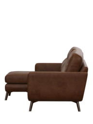 John Lewis Barbican LHF Chaise Leather Sofa, Dark Leg - thumbnail 3