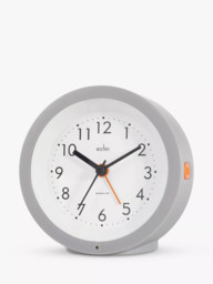 Acctim Elliot Modern Smartlite Non-Ticking Sweep Analogue Alarm Clock, Grey - thumbnail 3