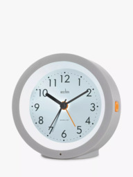 Acctim Elliot Modern Smartlite Non-Ticking Sweep Analogue Alarm Clock, Grey - thumbnail 1
