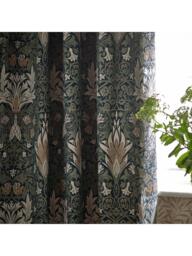 Morris & Co. Snakeshead Lined Pencil Pleat Curtains, Indigo/Leaf - thumbnail 4