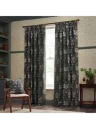 Morris & Co. Snakeshead Lined Pencil Pleat Curtains, Indigo/Leaf - thumbnail 1