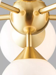 Bay Lighting Riess Glass Semi Flush Ceiling Light, White/Brass - thumbnail 3