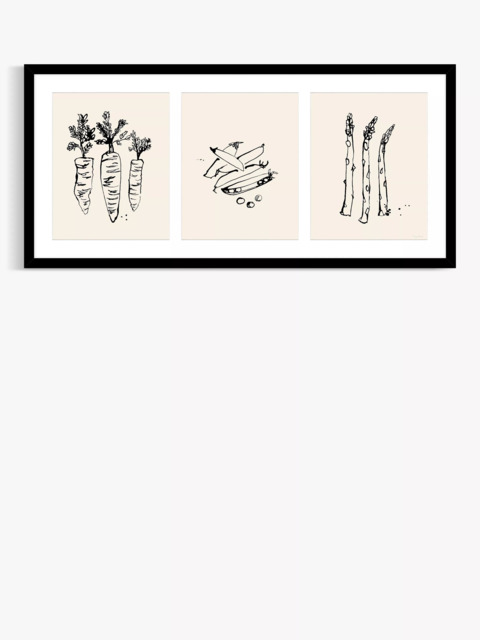 John Lewis Lucy Deaner 'Garden Trio' Framed Print, 48.5 x 103.5cm, Black - image 1