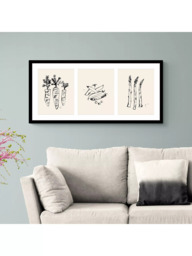 John Lewis Lucy Deaner 'Garden Trio' Framed Print, 48.5 x 103.5cm, Black - thumbnail 2