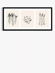 John Lewis Lucy Deaner 'Garden Trio' Framed Print, 48.5 x 103.5cm, Black - thumbnail 1
