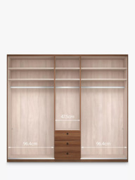 John Lewis Marlow 250cm Hinged Door Wardrobe with Mirror & 3 Drawers - thumbnail 4