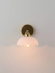 houseof Flower Glass Sconce Adjustable Wall Light, Brass/White