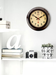 Brookpace Lascelles Metal Non-Ticking Sweep Wall Clock, 25cm, Brown - thumbnail 4