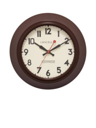Brookpace Lascelles Metal Non-Ticking Sweep Wall Clock, 25cm, Brown