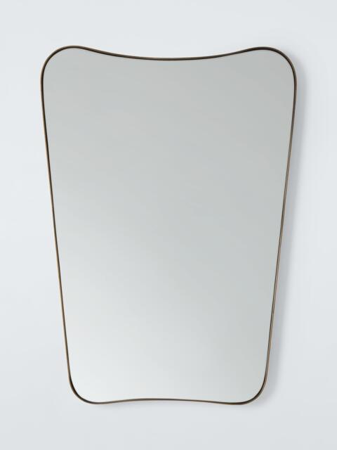 John Lewis Mid-Century Curved Metal Frame Wall Mirror, 70 x 50cm, Antique Brass - image 1